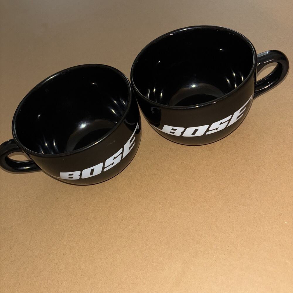 BOSE Logo Black Oversized Coffee Mug Cup Collectible Ceramic 20 oz X 2 Cups